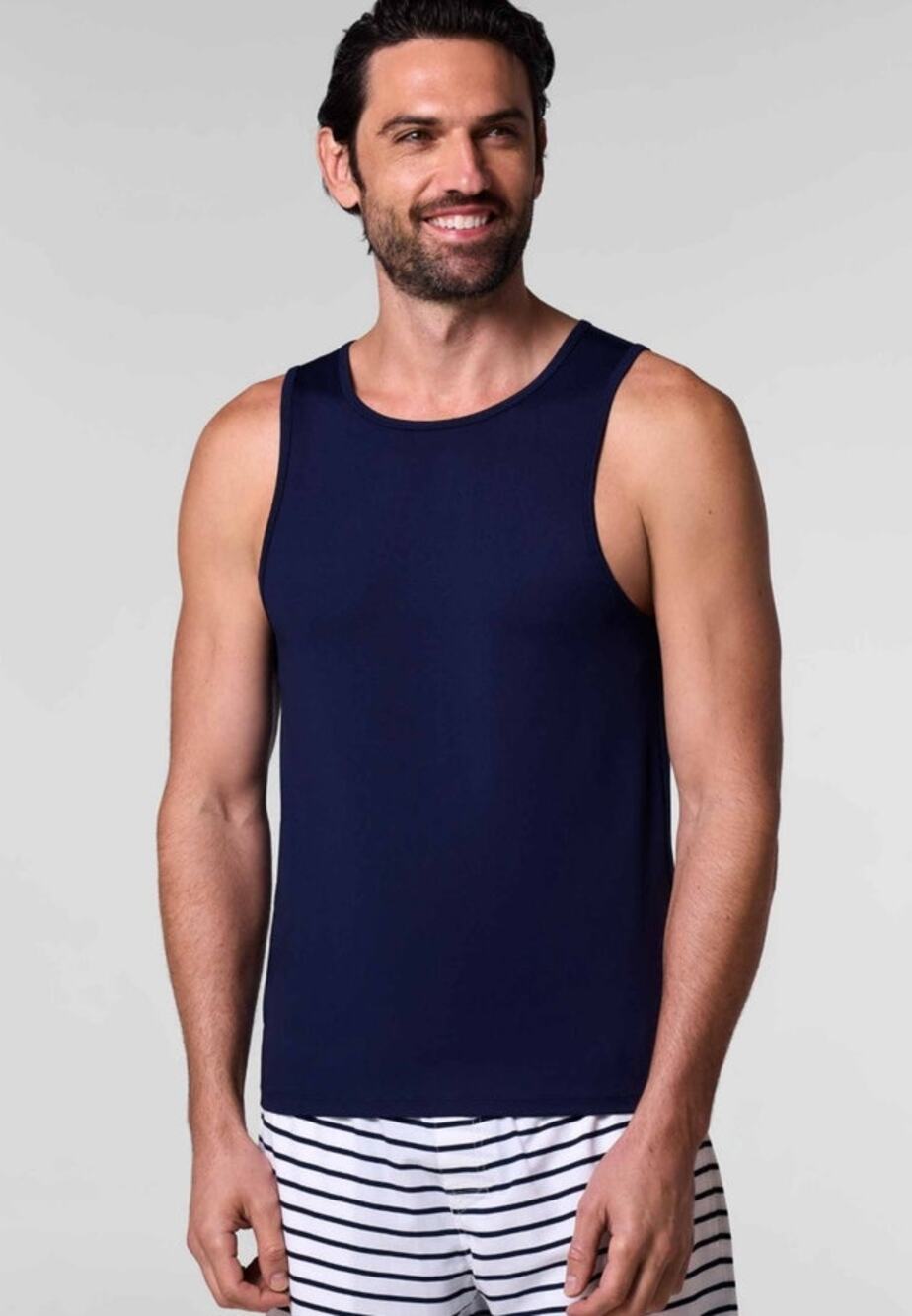 Coolibar Men’s XL Navy UPF 50+ Swim Tank Sun Protection Beach Top NWT